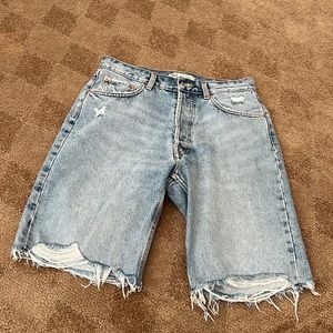 Mens Zara ripped distressed denim shorts